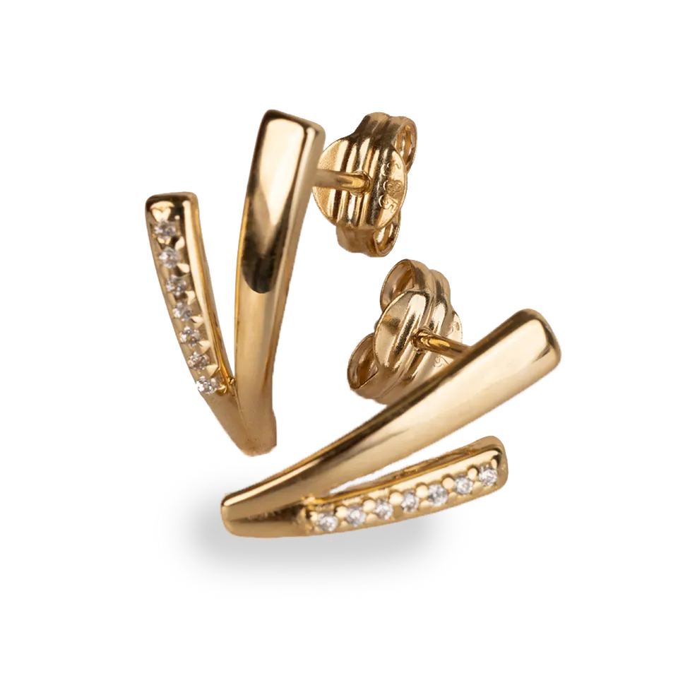 Gold V Studs Earrings
