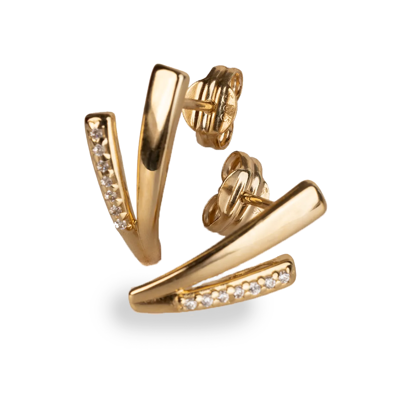 Gold V Studs Earrings