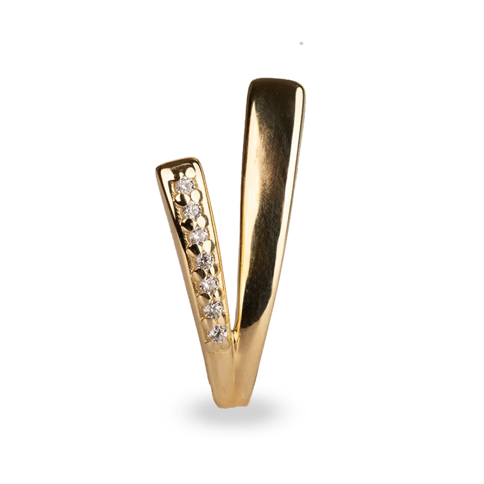Gold V Studs Earrings