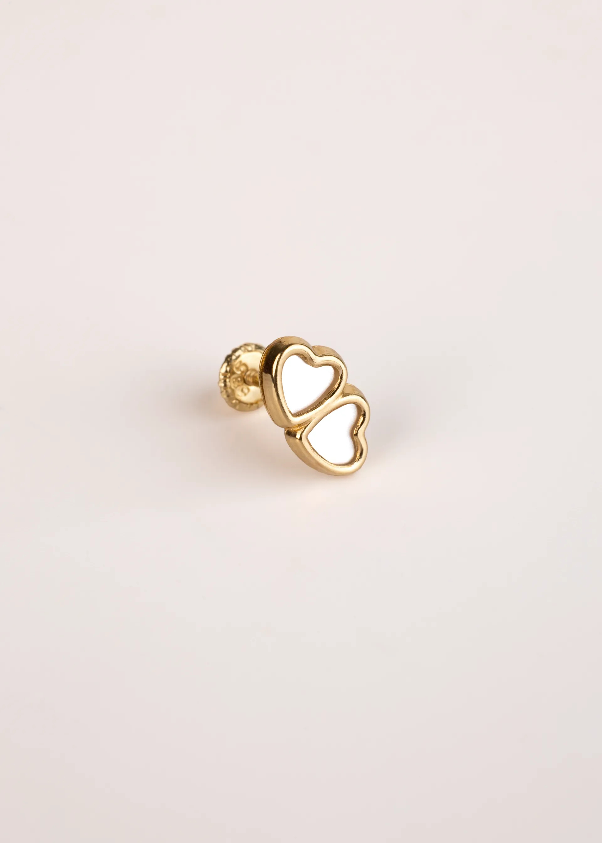 Gold Double Heart Stud Earrings