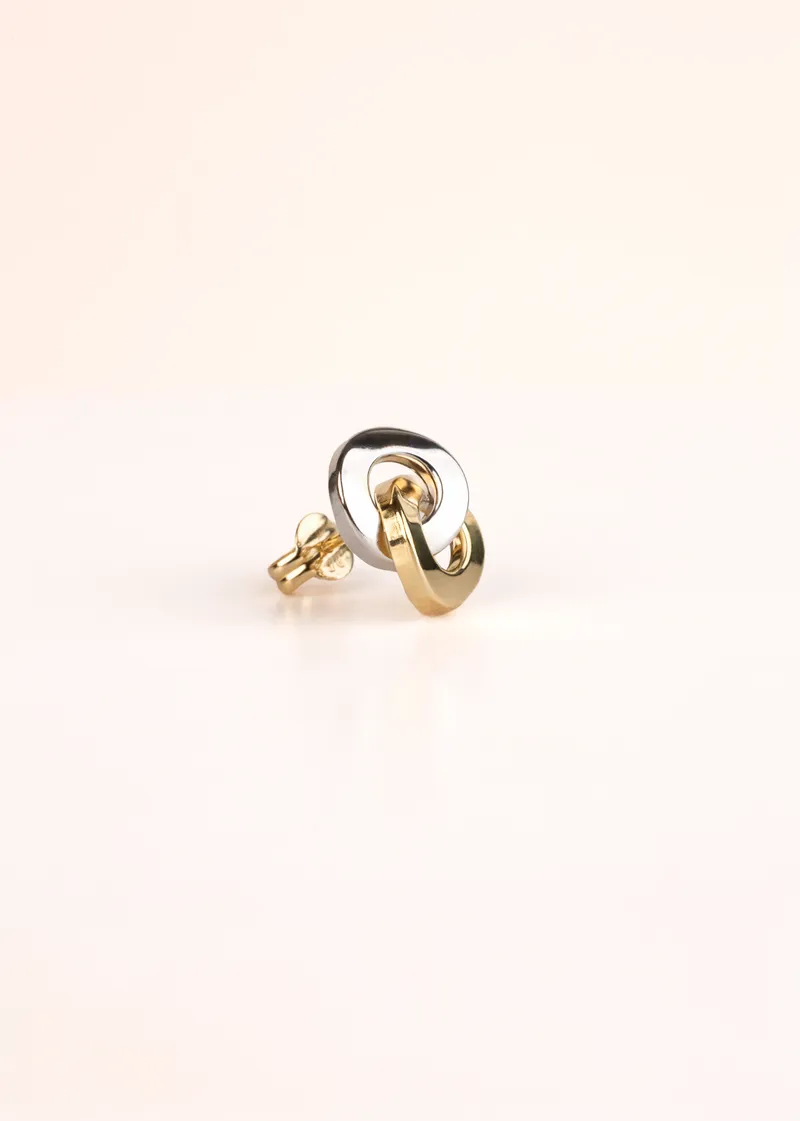 Gold Two-Tone Interlocking Earrings