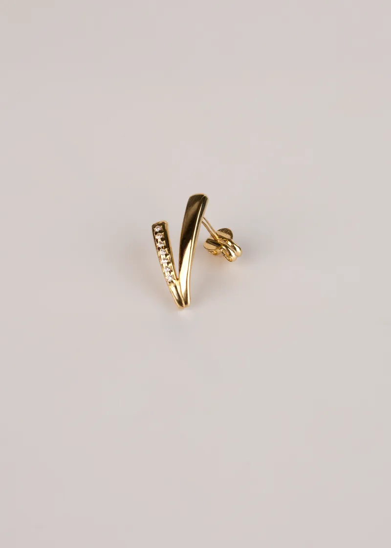 Gold V Studs Earrings